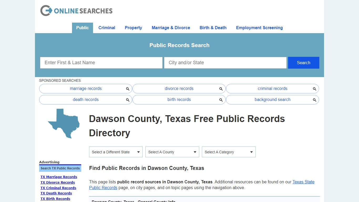 Dawson County, Texas Public Records Directory - OnlineSearches.com