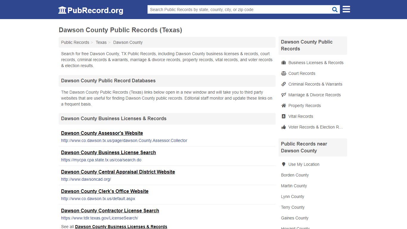 Free Dawson County Public Records (Texas Public Records) - PubRecord.org