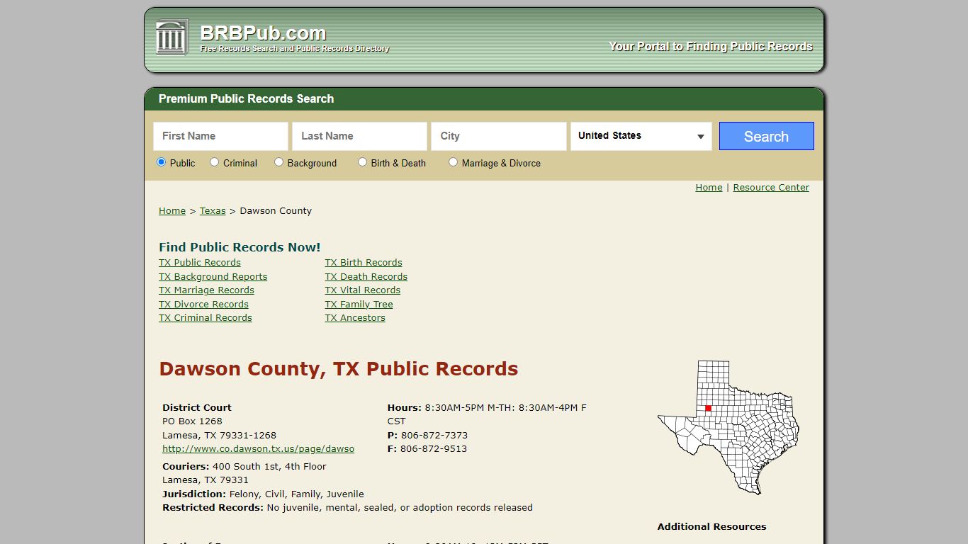 Dawson County Public Records | Search Texas Government Databases - BRB Pub