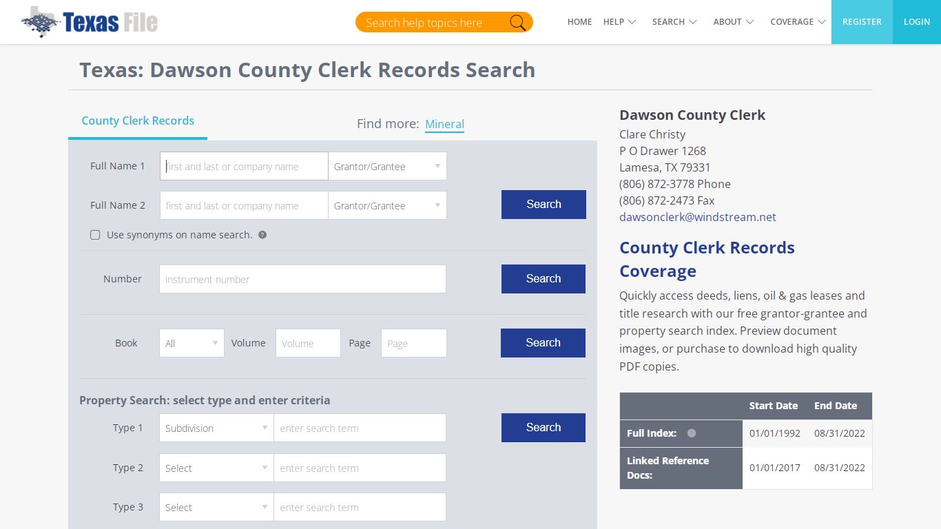 Dawson County Clerk Records Search | TexasFile