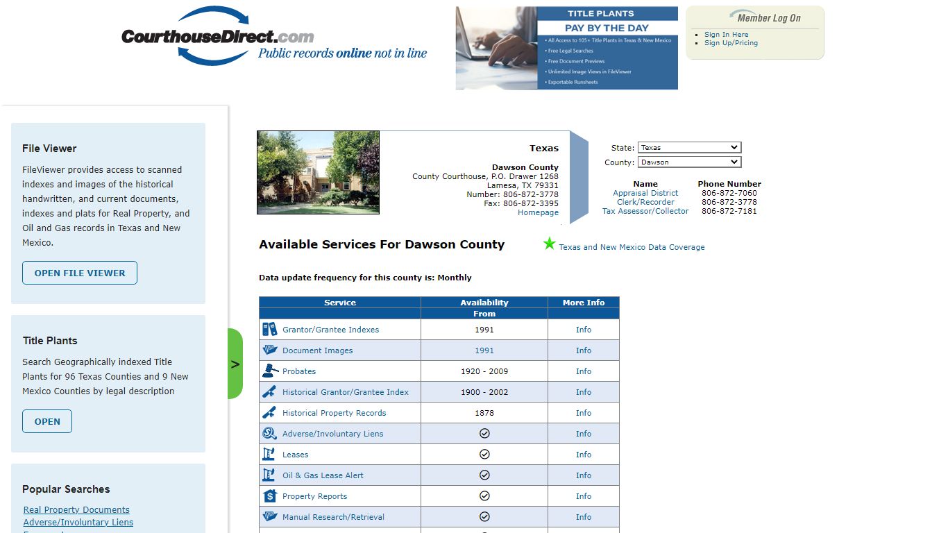 Search Dawson County Public Property Records Online - CourthouseDirect.com